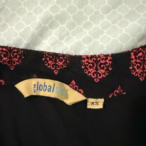Global Desi Black Dress with Red Accents